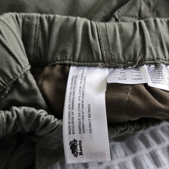 🍁 Roots Cotton Pants Casual Olive Army Green - Picture 4 of 5